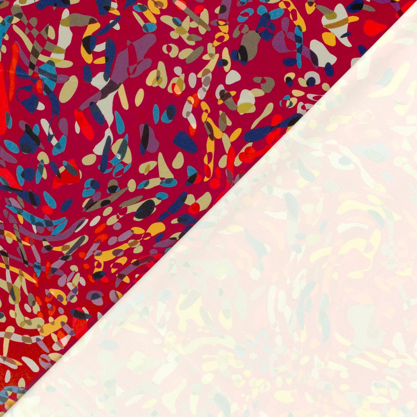 Satin Tissu Imprimé Abstrait Bordeaux