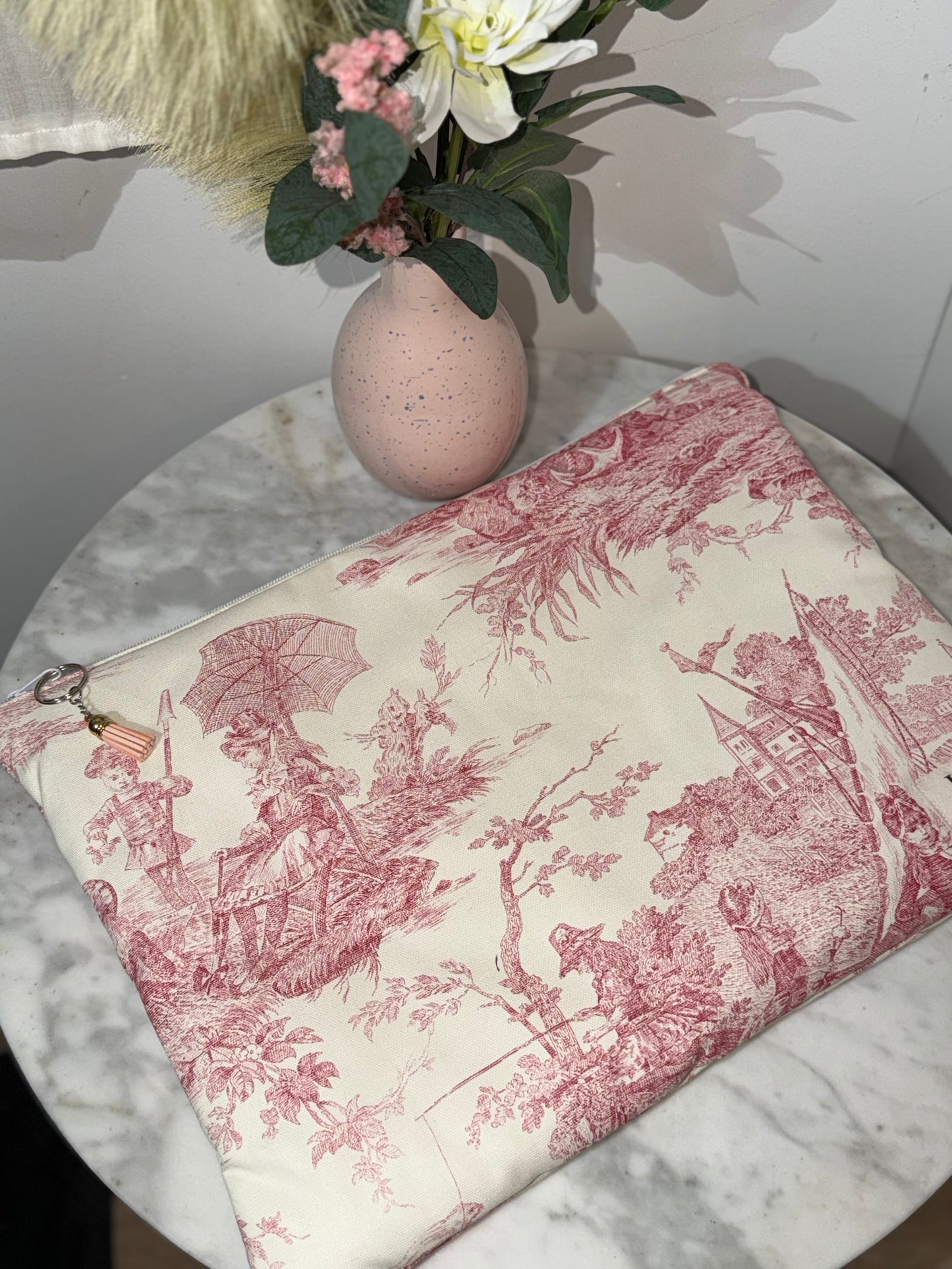 Pochette Versailles - Toile de Jouy Rouge