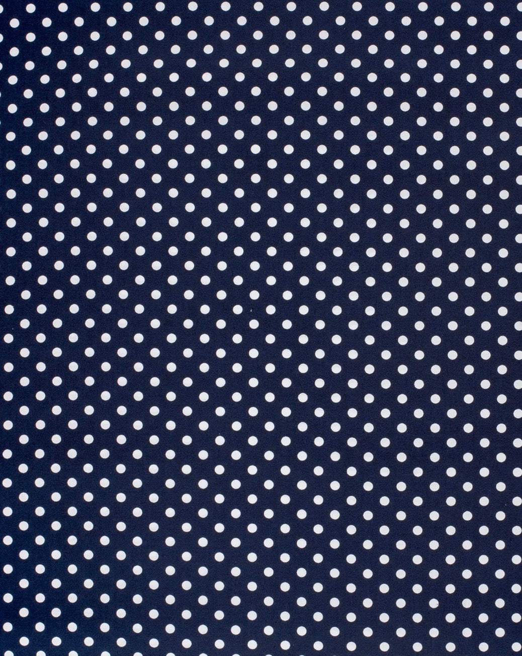 Popeline de coton bleu marine imprimé pois blanc