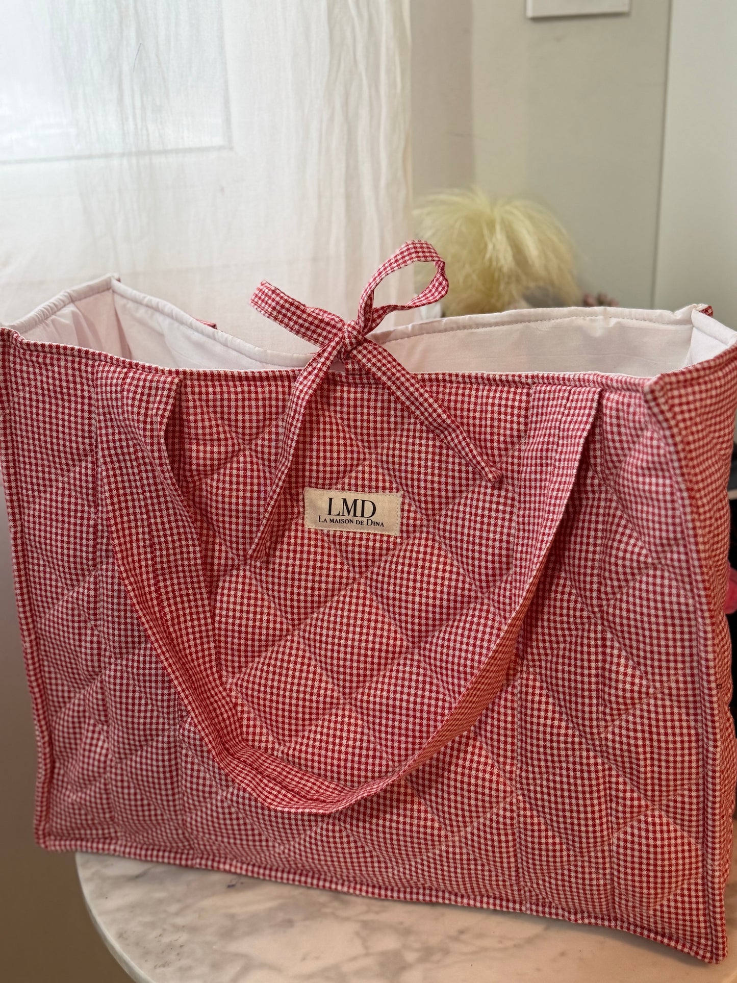Cabas Matelassé Vichy – Élégance & Esprit Maison de Campagne