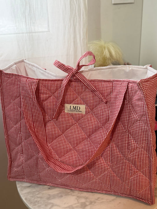 Cabas Matelassé Vichy – Élégance & Esprit Maison de Campagne