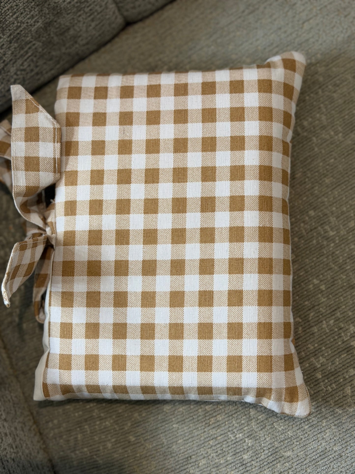 Pochette Livre Vichy Beige – Format 16 x 23 cm