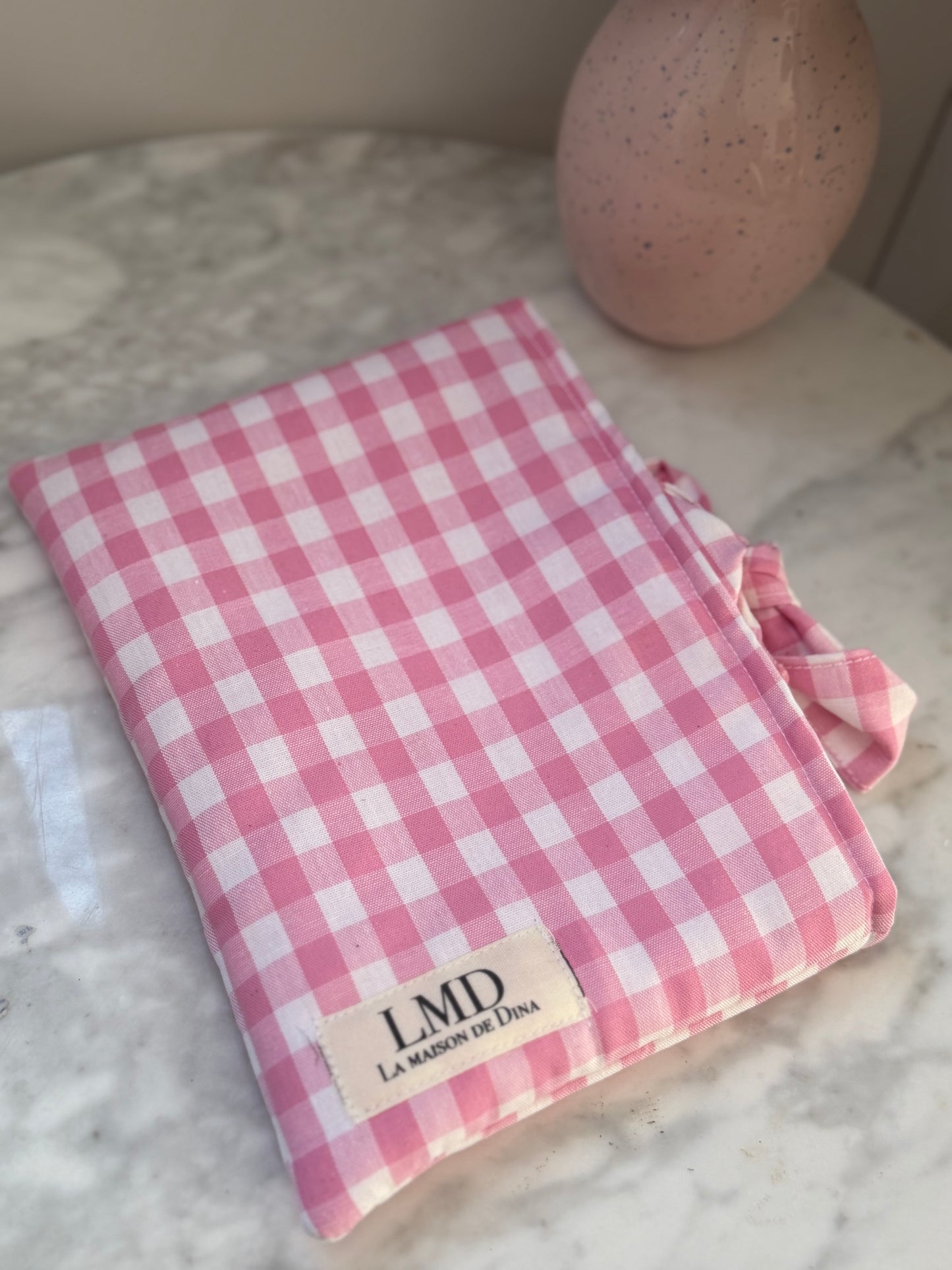 Pochette Livre Vichy Rose