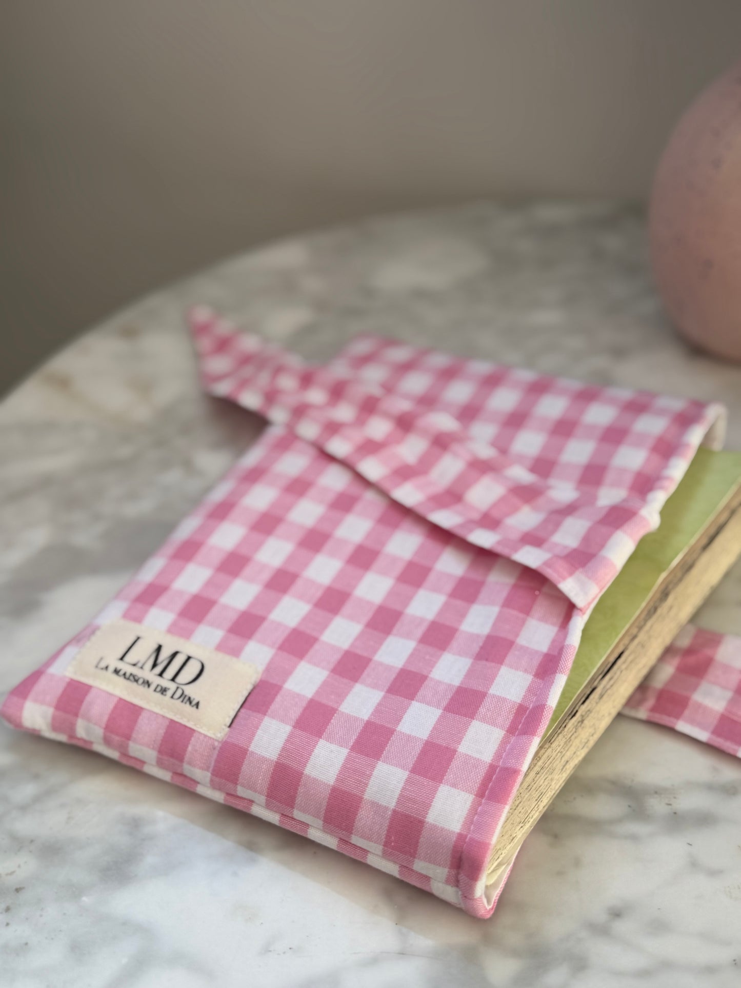 Pochette Livre Vichy Rose