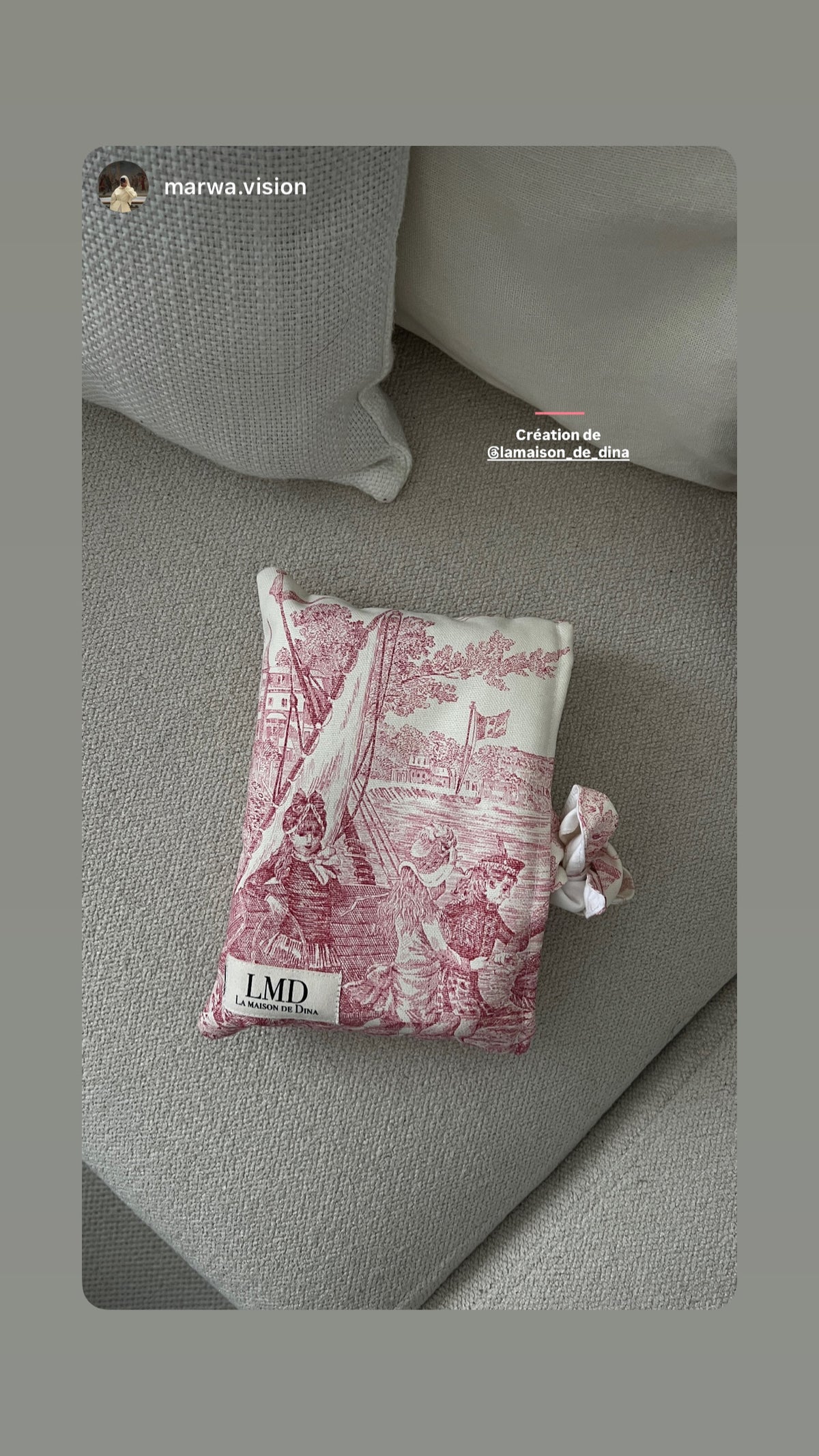 Pochette Livre Toile de Jouy Rose