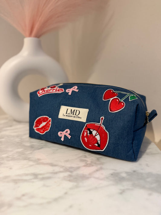 Trousse Cherry Denim – La Maison de Dina