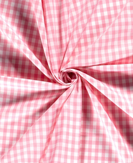 Popeline de coton Vichy carreaux rose