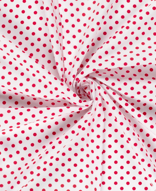 Popeline de coton Tissu imprimé Pois Blanc